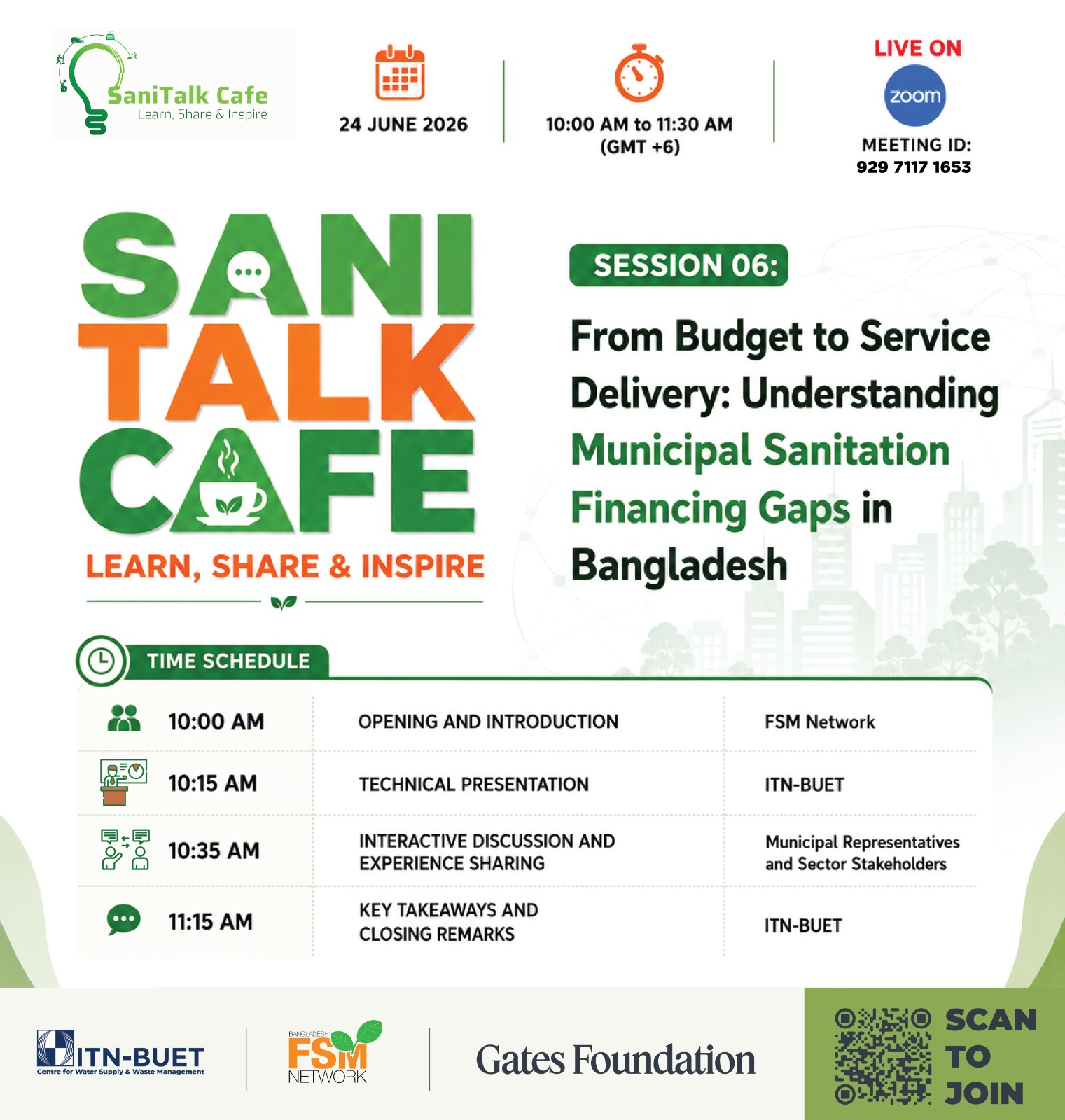 SaniTalk Cafe Session 6: From Budget to Service Delivery: Understanding Municipal Sanitation Financing Gaps in Bangladesh